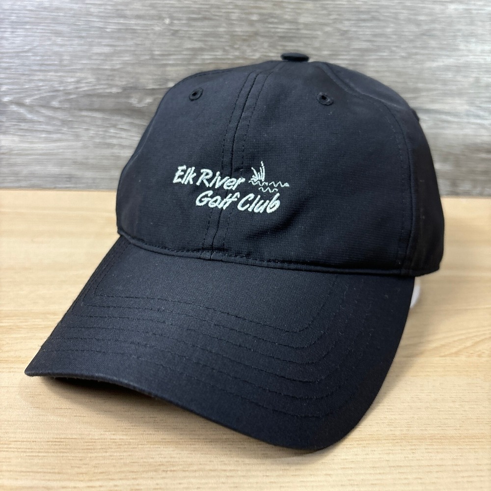 Elk River‎ Golf Club Hat Cap Strap Back Black Performance One Size Adjustable